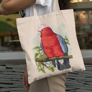 Galah Vintage Parrot Print Graphic Canvas Tote Bag